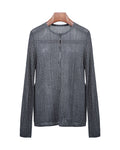 Crewneck Cutout Knit Top in Neutral Suitpure