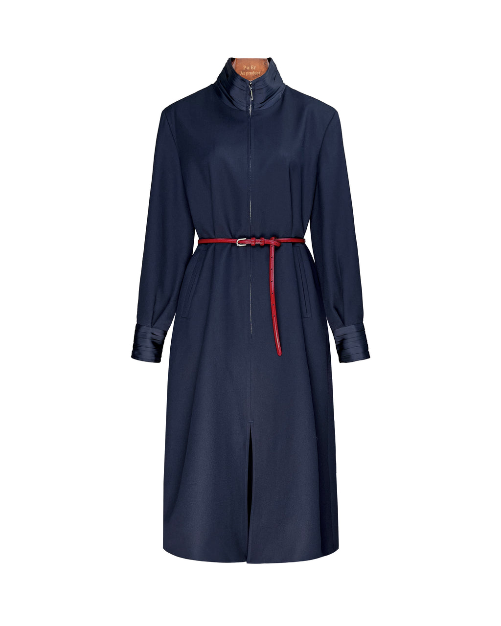Navy 100% Wool Cavalry Twill Zip Front Dress