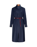 Navy 100% Wool Cavalry Twill Zip Front Dress
