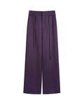 Elegant Purple High Waist Tie Belt Straight Wide Leg Trousers Suitpure