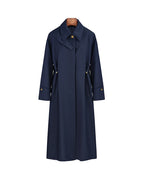 Navy 100% Wool Cavalry Twill Adjustable Waist Trench Coat| 100% Wool