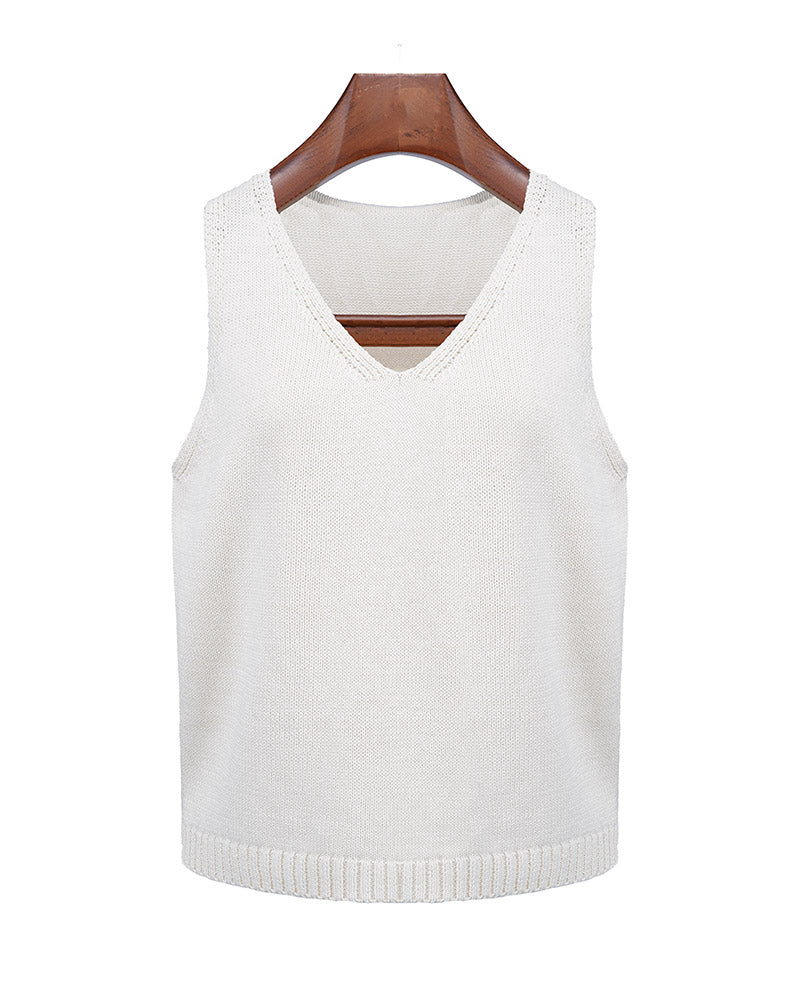 Sleeveless Washi Yarn Top with Natural Texture