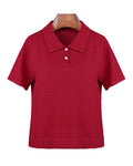 Casual Red Knit Polo with Collar Suitpure