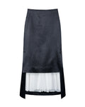 Black Acetate Paneled Midi Skirt Suitpure