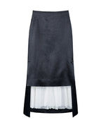 Black Acetate Paneled Midi Skirt