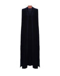 Deep Black Velvet V-Neck Sleeveless Maxi Dress Suitpure