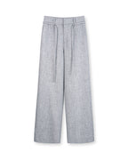 Women’s Belted Grey High Waist Belted Wide Leg Trousers Suitpure