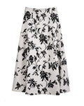 Cotton Linen Blend A-Line Skirt with Jacquard Pattern Suitpure