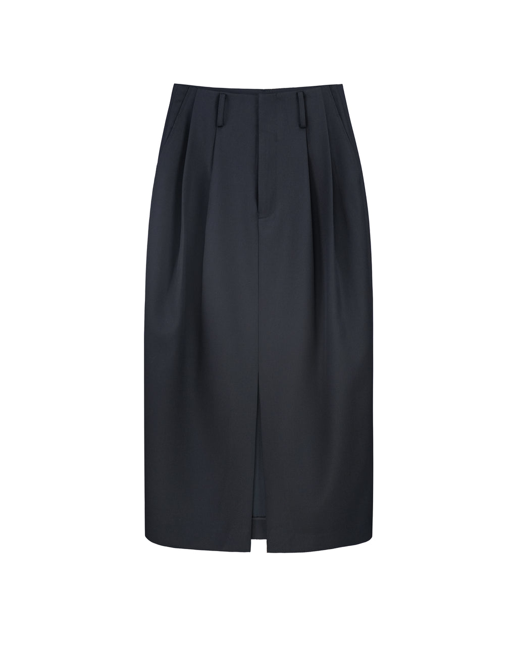 Black Wool Cavalry Twill Tulip Skirt| 100% Wool
