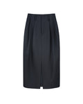 Black Wool Cavalry Twill Tulip Skirt| 100% Wool