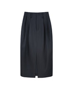 Black Wool Cavalry Twill Tulip Skirt| 100% Wool