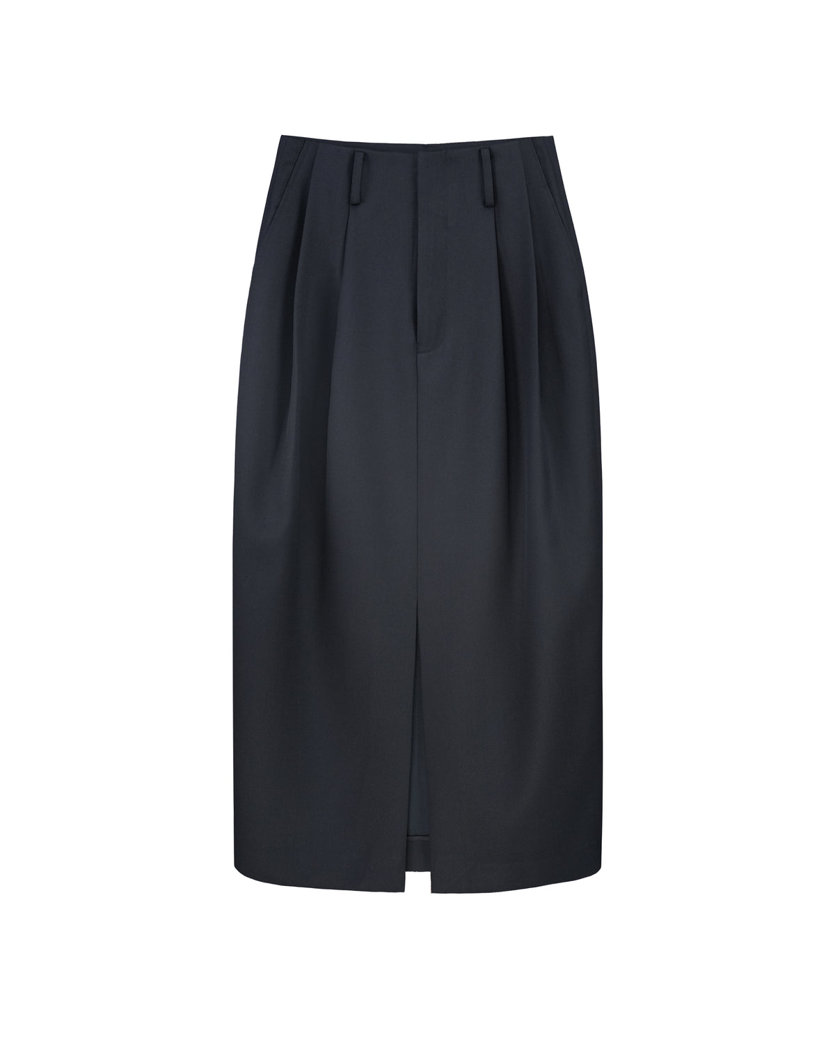 Black Wool Cavalry Twill Tulip Skirt| 100% Wool