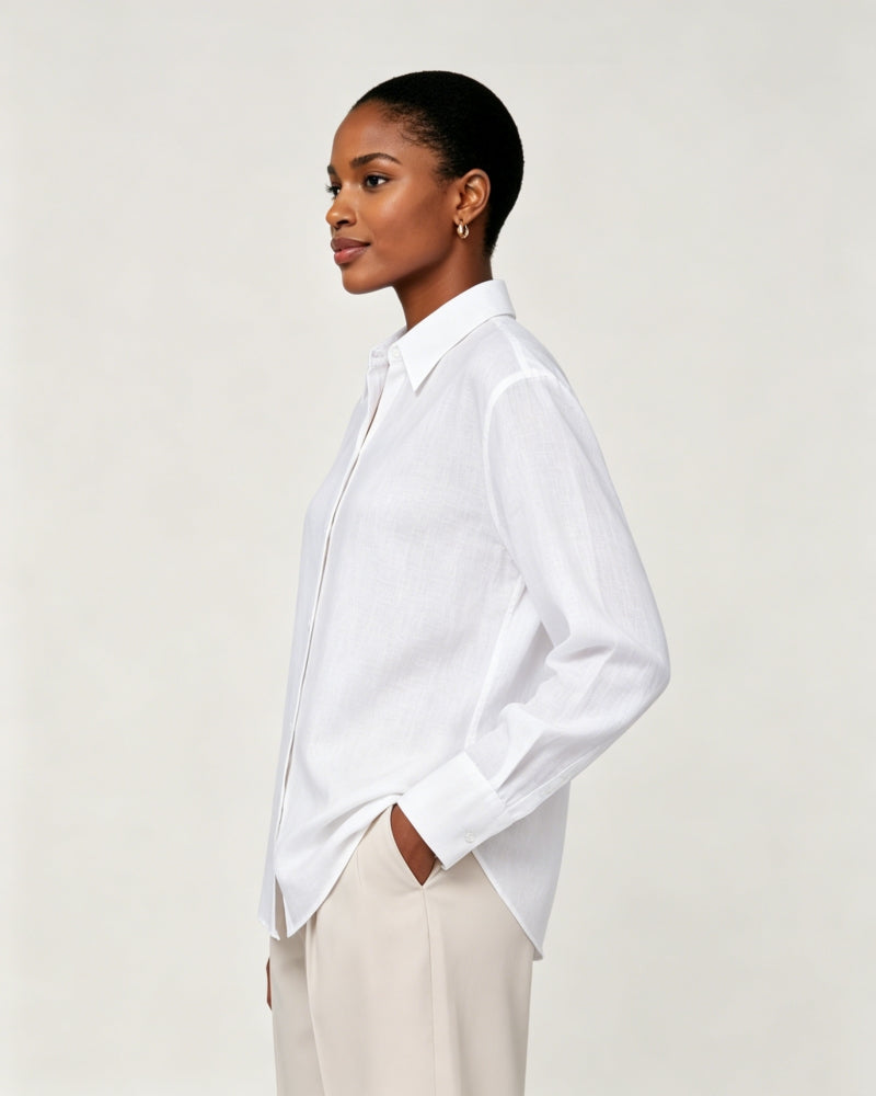 Italian One-Piece Collar Linen Shirt Suitpure