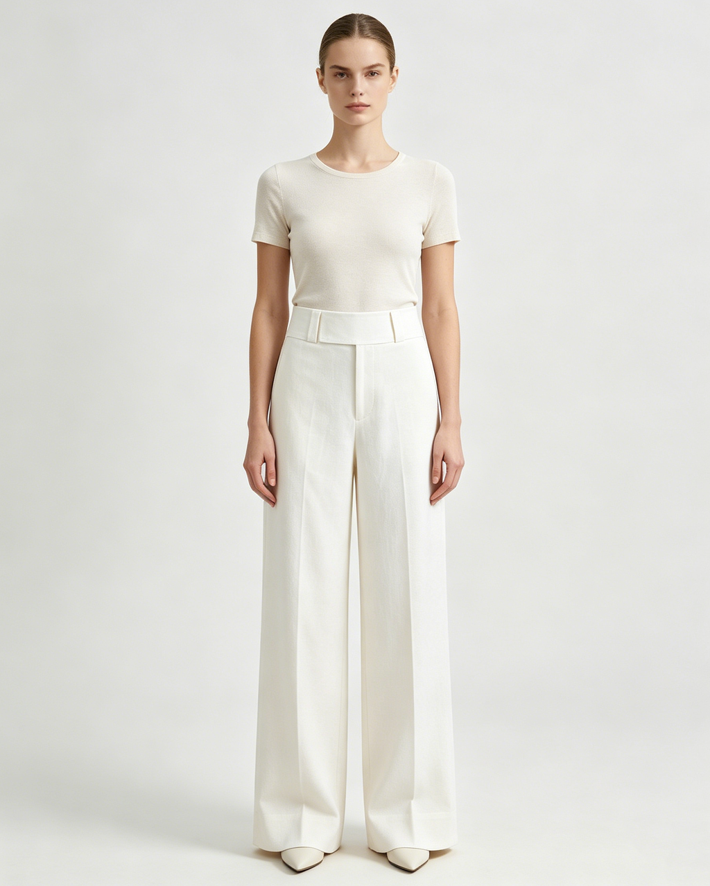 Pure Linen Wide-Leg Trousers with Wide Waistband Suitpure