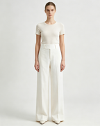 Pure Linen Wide-Leg Trousers with Wide Waistband Suitpure