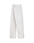 Women Asymmetric Wrap Front Irregular Slant Cut Wide Leg Pants Suitpure