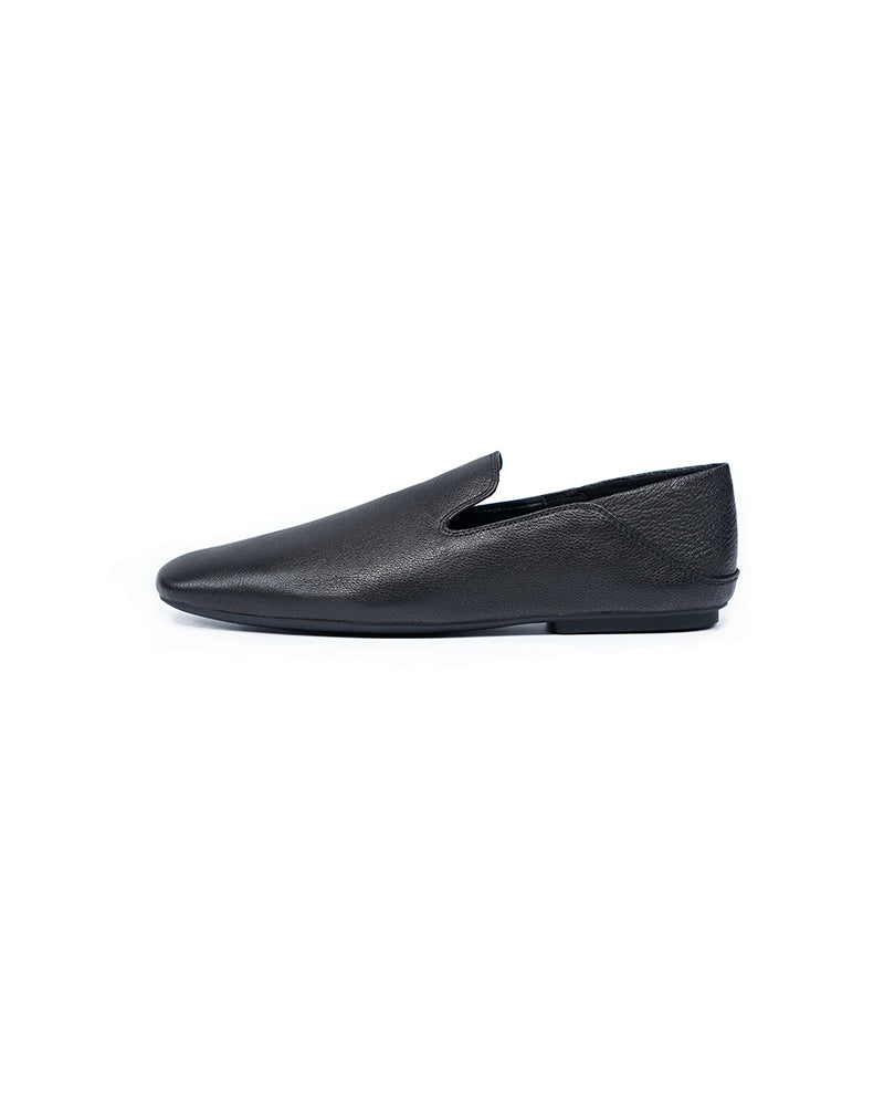 Women Black Shoes Soft Leather Square Toe Slip On Flat Loafers Suitpure