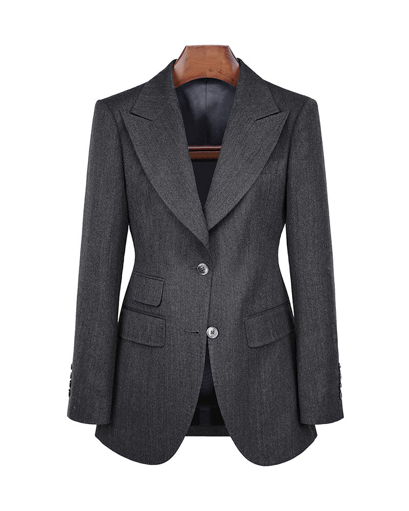 Grey Peak Lapel Wasp Waist Blazer Suitpure