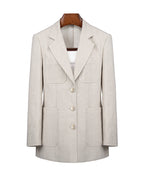 Vintage Dew-Retted Linen Cotton Blazer | Patch Pockets Suitpure