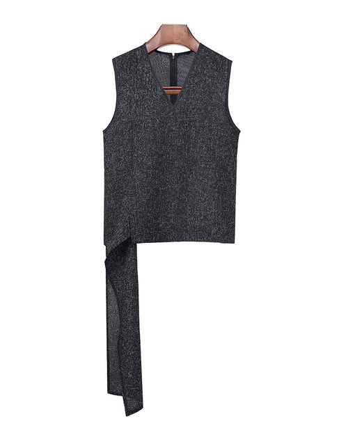 Design-Focused Asymmetrical Camisole in Black Suitpure