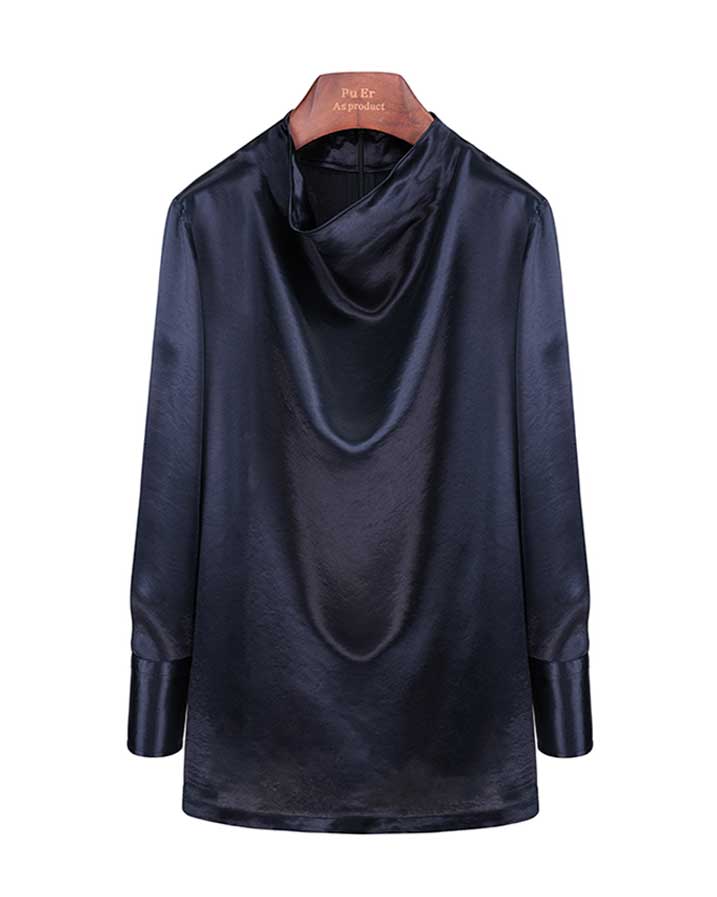Women Luxury Glossy Satin Office Blouse