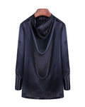 Women Luxury Glossy Satin Office Blouse