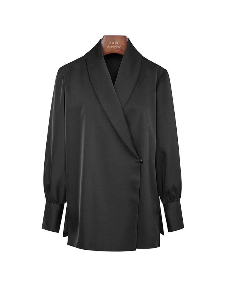 Women Silky Acetate Polyester Wrap Blouse