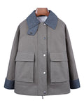 Cropped Color-Block Utility Quilted Jacket Suitpure