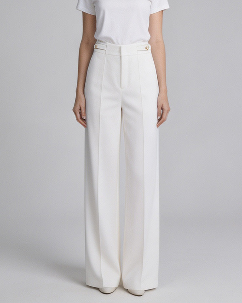 Acetate Cotton Long Straight Trousers with Belt Loops Suitpure