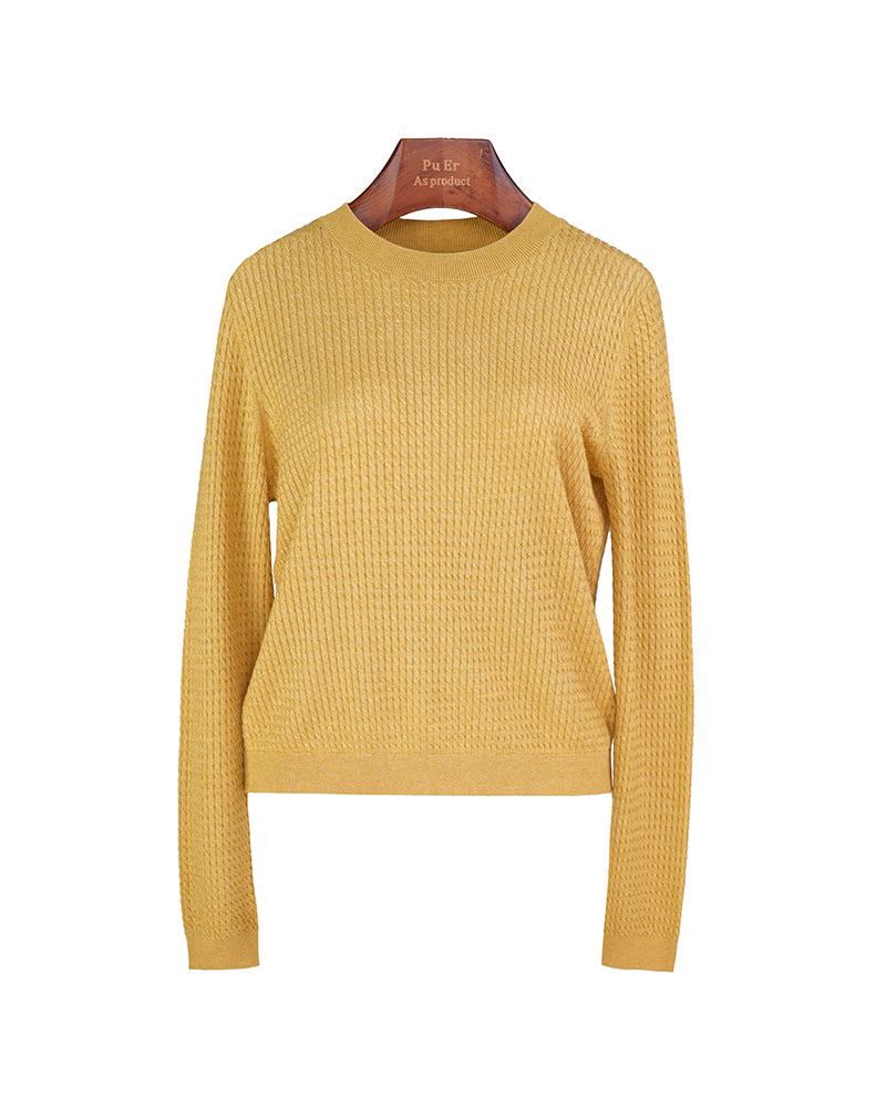 Crew Neck Vertical Stripe Knit Base Layer Top