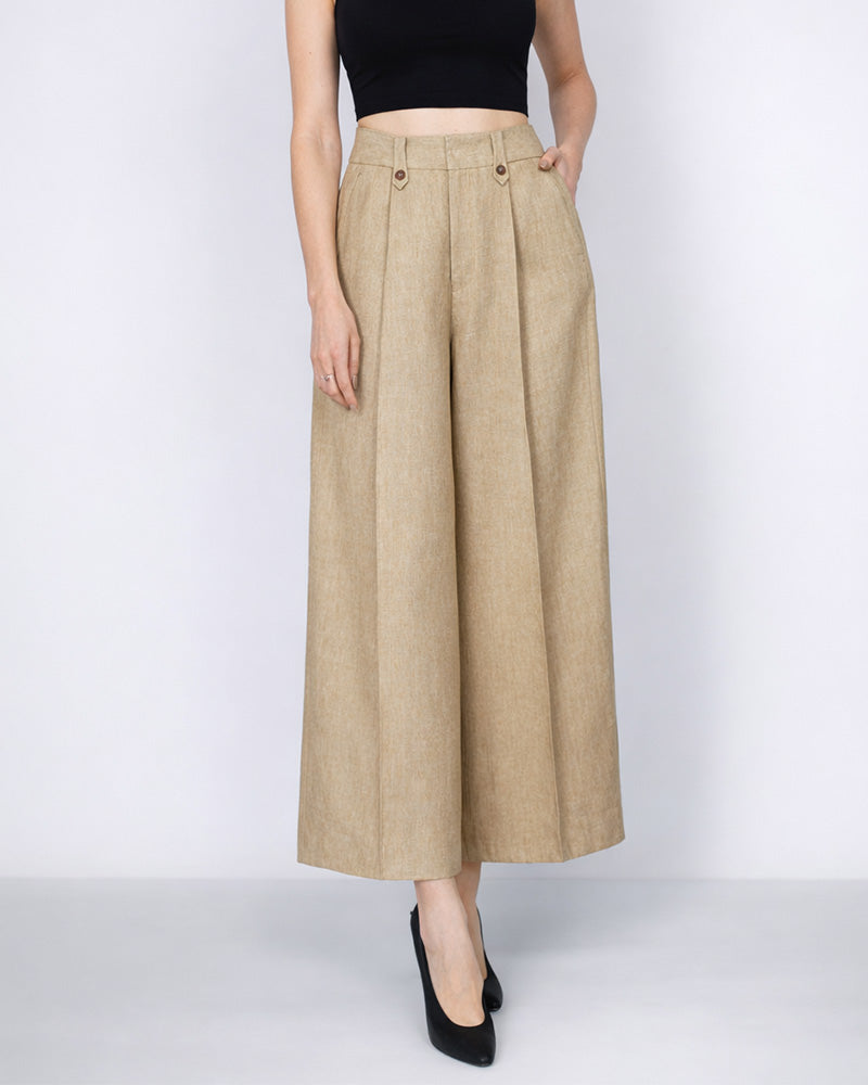 Relaxed Fit Linen Pants in Butter Yellow Suitpure
