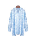 Sky Blue V-Neck Shirred Oversized Blouse Suitpure
