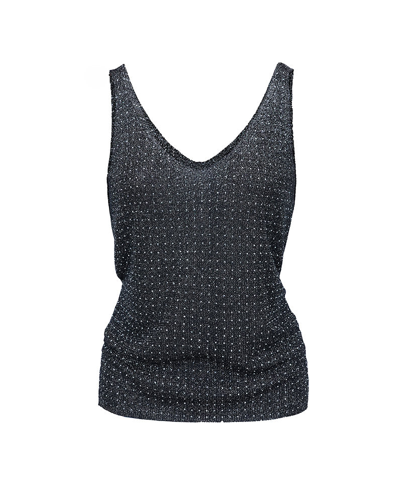 Slim-Fit Knit Vest with Rhinestone Detail