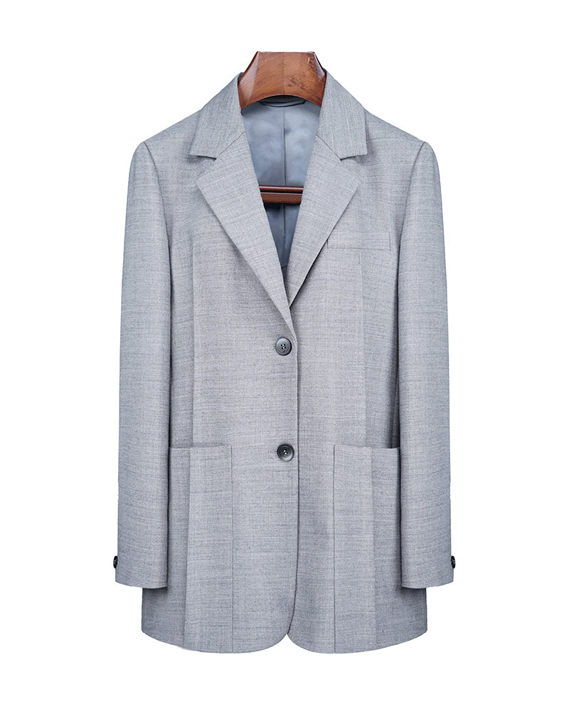 Structured Blazer with Tuck Detail & Patch Pockets