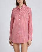 Red Linen Cotton French Collar Blouse Suitpure