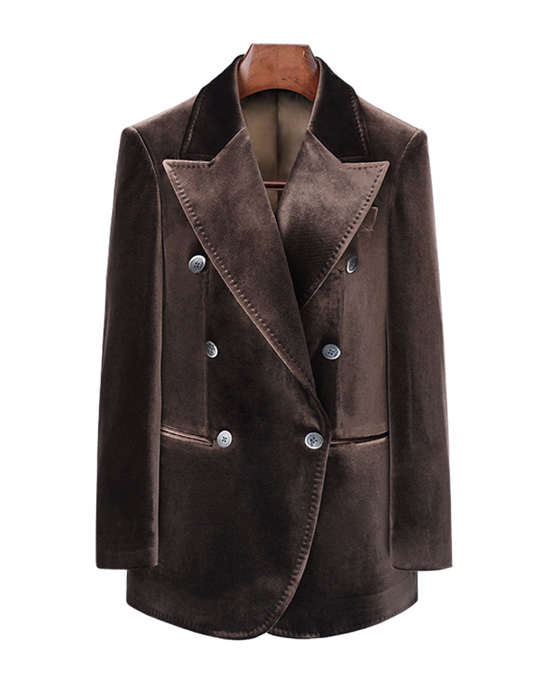 Rich Brown Velvet Blazer | Relaxed Fit Suitpure