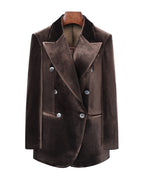 Rich Brown Velvet Blazer | Relaxed Fit Suitpure
