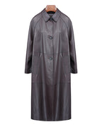 Camel Leather Trench Coat | Notch Lapel