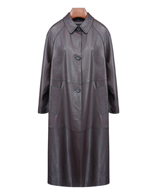 Camel Leather Trench Coat | Notch Lapel Suitpure