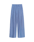 Breathable Linen Chambray High Waist Wide Leg Pants