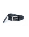 Vintage Black Braided Leather Belt with Silver Pin Buckle Suitpure