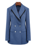 Color-Block Peak Lapel Blazer in Mist Blue Suitpure