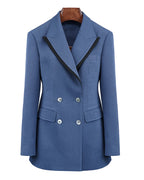 Color-Block Peak Lapel Blazer in Mist Blue Suitpure