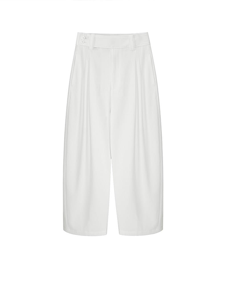 Clean Cut Double Pleat Cropped Wide-Leg Trousers Suitpure