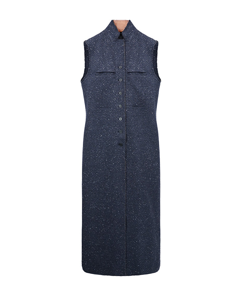 Longline Tweed Vest with Tailored Fit