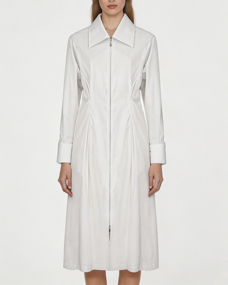 Cotton Sateen Minimalist Shirt Dress Suitpure