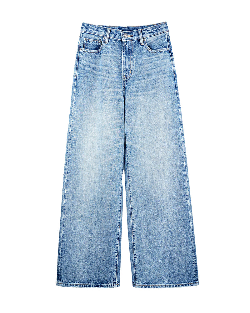 Retro Wide-Leg Denim Pants in Light Wash Suitpure