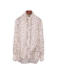 Caramel Speckled Mandarin Blouse with Self-Tie Suitpure