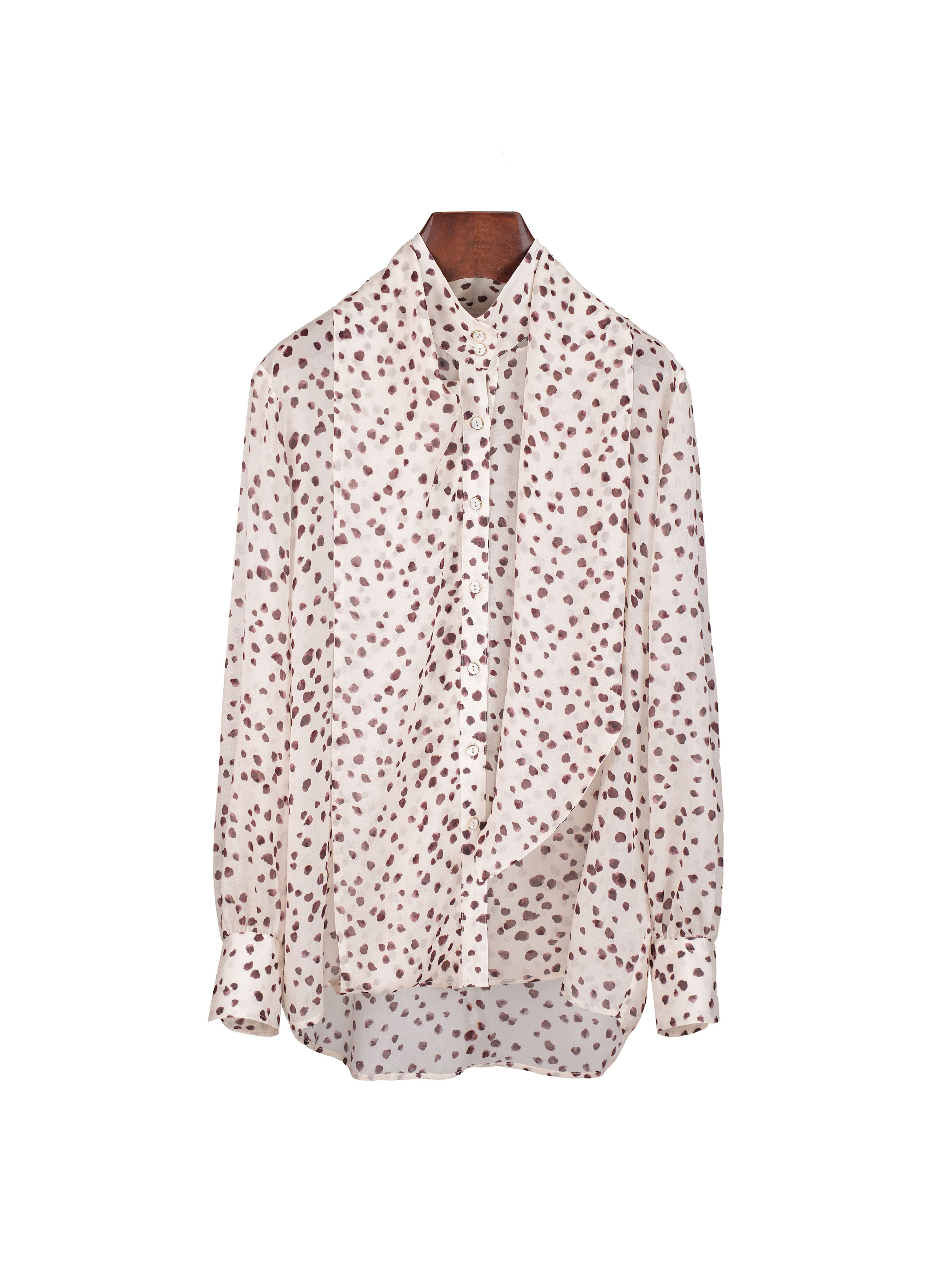 Caramel Speckled Mandarin Blouse with Self-Tie Suitpure