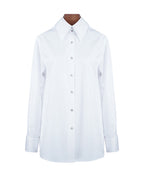Elegant Summer White Tencel Cotton Blouse Wide Pointed Collar Suitpure